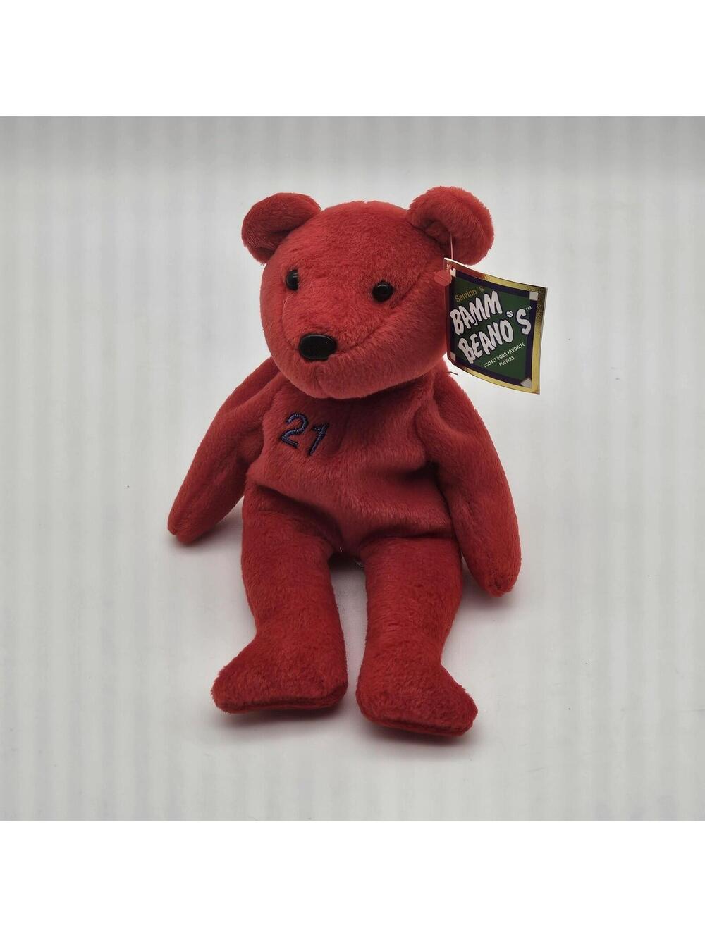 1998 Salvino's Bamm Beanos Sammy Sosa #21 Plush Beanie Bear Red Embroidered 9"